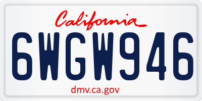 CA license plate 6WGW946