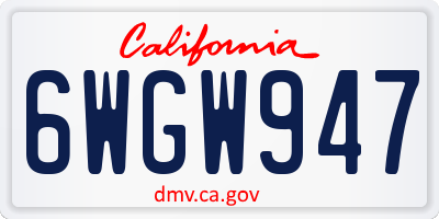 CA license plate 6WGW947