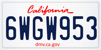 CA license plate 6WGW953
