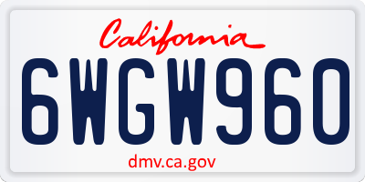 CA license plate 6WGW960