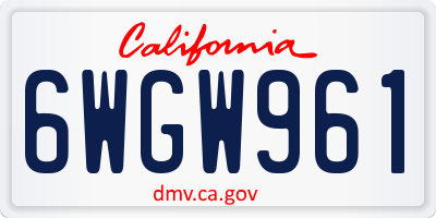 CA license plate 6WGW961