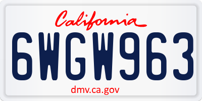 CA license plate 6WGW963