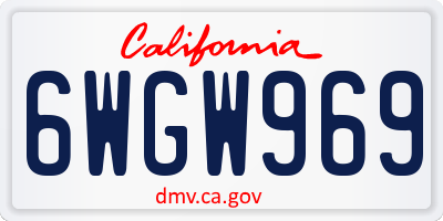 CA license plate 6WGW969