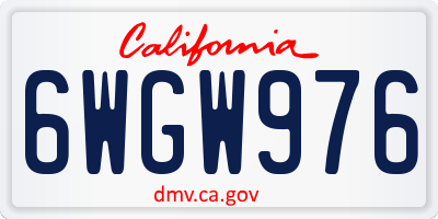 CA license plate 6WGW976