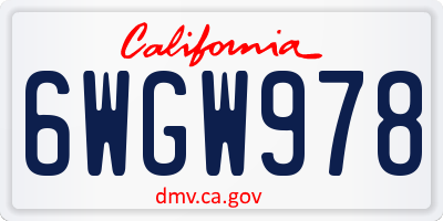 CA license plate 6WGW978