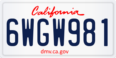 CA license plate 6WGW981