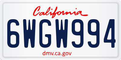 CA license plate 6WGW994