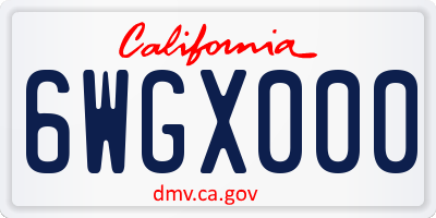 CA license plate 6WGX000