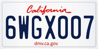 CA license plate 6WGX007