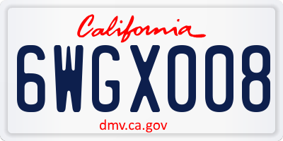 CA license plate 6WGX008