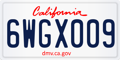 CA license plate 6WGX009