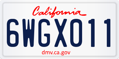CA license plate 6WGX011