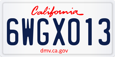 CA license plate 6WGX013