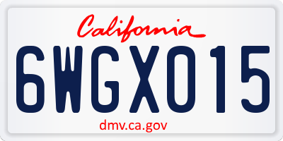 CA license plate 6WGX015
