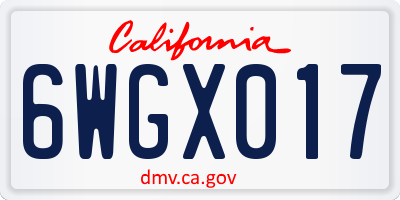 CA license plate 6WGX017