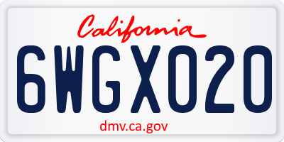 CA license plate 6WGX020