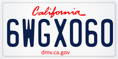 CA license plate 6WGX060