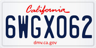 CA license plate 6WGX062