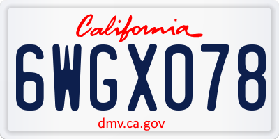 CA license plate 6WGX078