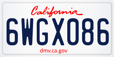 CA license plate 6WGX086