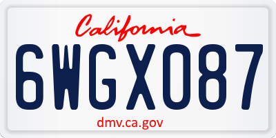 CA license plate 6WGX087