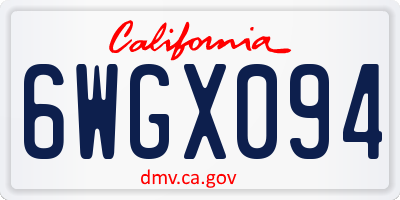 CA license plate 6WGX094