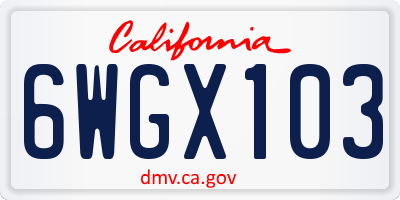 CA license plate 6WGX103
