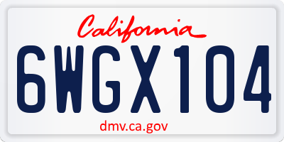 CA license plate 6WGX104