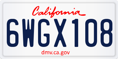 CA license plate 6WGX108