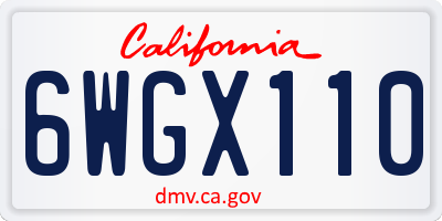 CA license plate 6WGX110