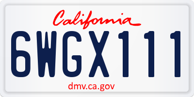 CA license plate 6WGX111