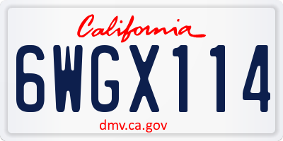 CA license plate 6WGX114