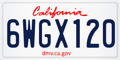 CA license plate 6WGX120