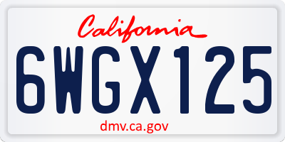 CA license plate 6WGX125