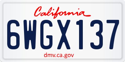 CA license plate 6WGX137