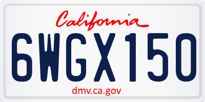 CA license plate 6WGX150