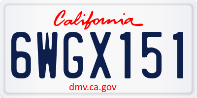 CA license plate 6WGX151