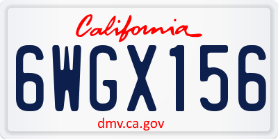 CA license plate 6WGX156