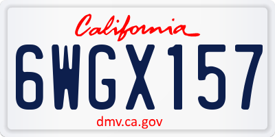 CA license plate 6WGX157