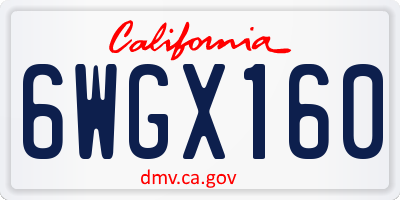 CA license plate 6WGX160