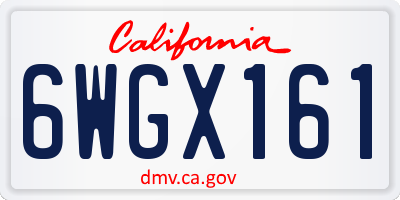 CA license plate 6WGX161