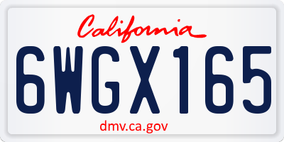 CA license plate 6WGX165