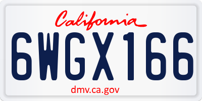 CA license plate 6WGX166