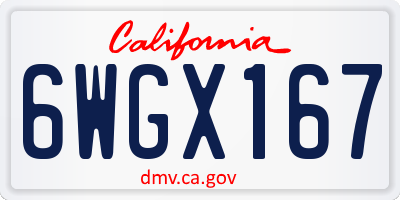 CA license plate 6WGX167