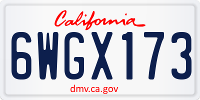 CA license plate 6WGX173