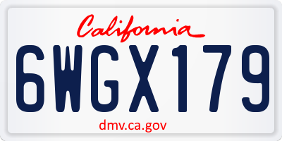 CA license plate 6WGX179