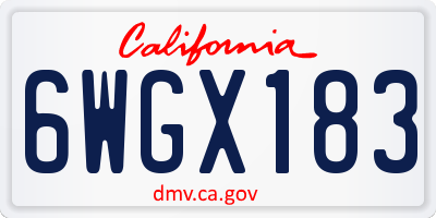 CA license plate 6WGX183