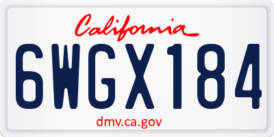 CA license plate 6WGX184