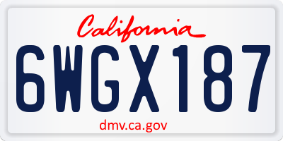CA license plate 6WGX187