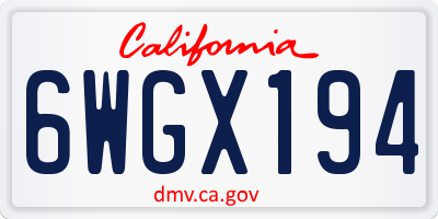 CA license plate 6WGX194